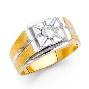 14K 2T CZ Men's Ring