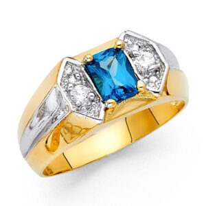 14K 2T CZ Men's Ring