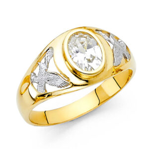 14K 2T CZ Men's Ring