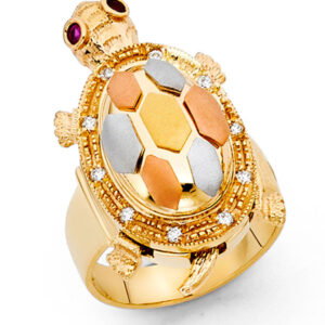 14K 3C Fancy Turtle Ring