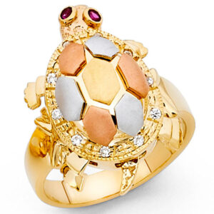14K 3C Fancy Turtle Ring