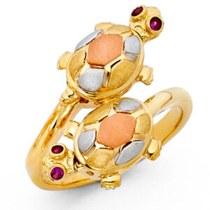 14K 3C Fancy Turtle Ring