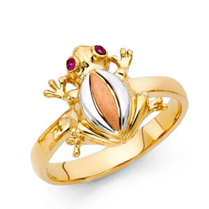 14K 3C CZ Fancy Frog Ring