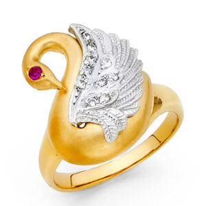 14K 2T CZ Fancy Goose Ring