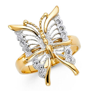 14K 2T CZ Fancy Butterfly Ring