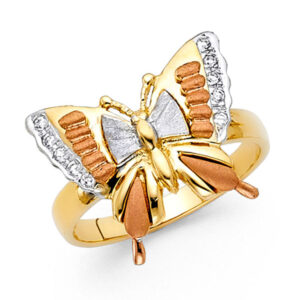 14K 3C CZ Fancy Butterfly Ring