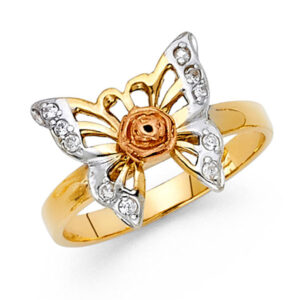 14K 3C CZ Fancy Butterfly Ring