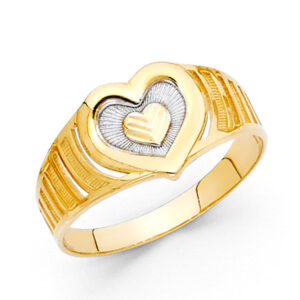 14K 2T Fancy Heart Ring