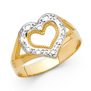 14K 2T Fancy Heart Ring
