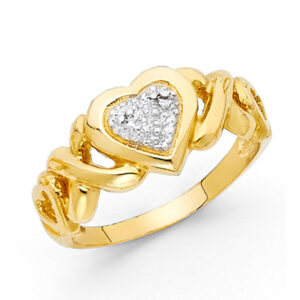 14K 2T Fancy Heart Ring