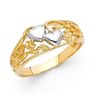 14K 2T Fancy Heart Ring