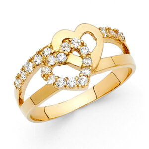 14KY CZ Fancy Heart Ring