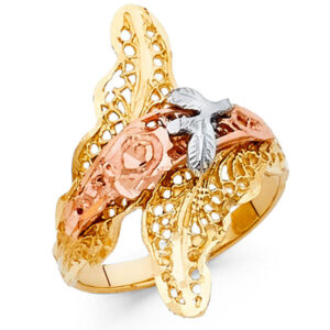 14K 3C Fancy Flower Ring