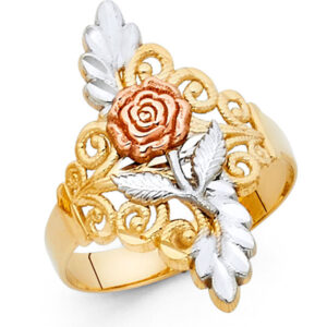 14K 3C Fancy Flower Ring