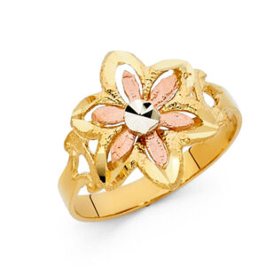 14K 3C Fancy Flower Ring