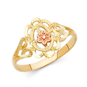 14K 2T Fancy Flower Ring