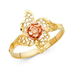 14K 2T Fancy Flower Ring