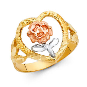 14K 3C Fancy Flower Ring