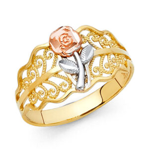 14K 3C Fancy Flower Ring