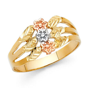 14K 3C Fancy Flower Ring
