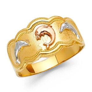 14K 3C Fancy Dolphin Ring