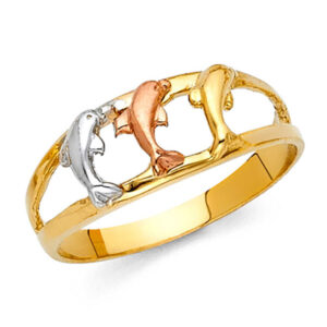14K 3C Fancy Dolphin Ring