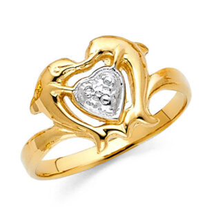 14K 2T Fancy Dolphin Ring