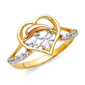 14K 3C Fancy Dolphin Ring