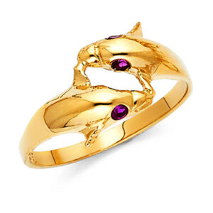 14KY CZ Fancy Dolphin Ring