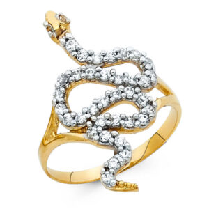 14K 2T CZ Fancy Snake Ring