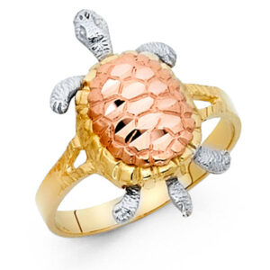 14K 3C Fancy Turtle Ring