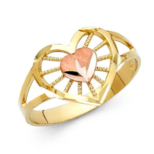 14K 2T Fancy Heart Ring