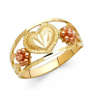 14K 2T Fancy Heart Ring