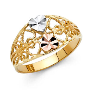 14K 3C Fancy Heart Ring