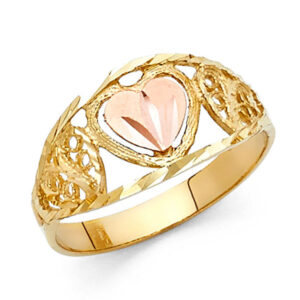 14K 2T Fancy Heart Ring