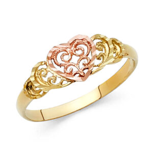 14K 2T Fancy Heart Ring