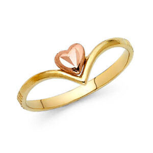 14K 2T Fancy Heart Ring