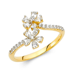 14K 2T CZ Fancy Ring
