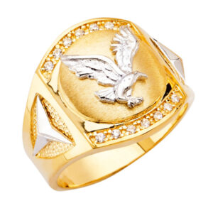 14K 2T Eagle Men's CZ Ring