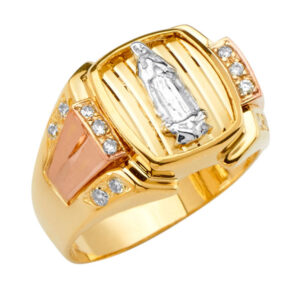 14K 3C Guadalupe Men's CZ Ring