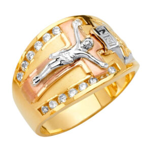 14K 3C Jesus Men's CZ Ring