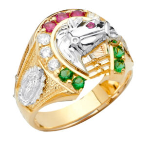 14K 2T Horse Shoe Men's CZ Ring