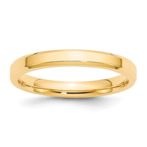 14k Yellow Gold 3mm Beveled Edge Comfort Fit Wedding Band
