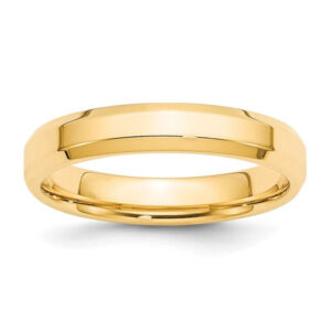 14k Yellow Gold 4mm Beveled Edge Comfort Fit Wedding Band