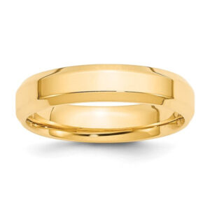 14k Yellow Gold 5mm Beveled Edge Comfort Fit Wedding Band