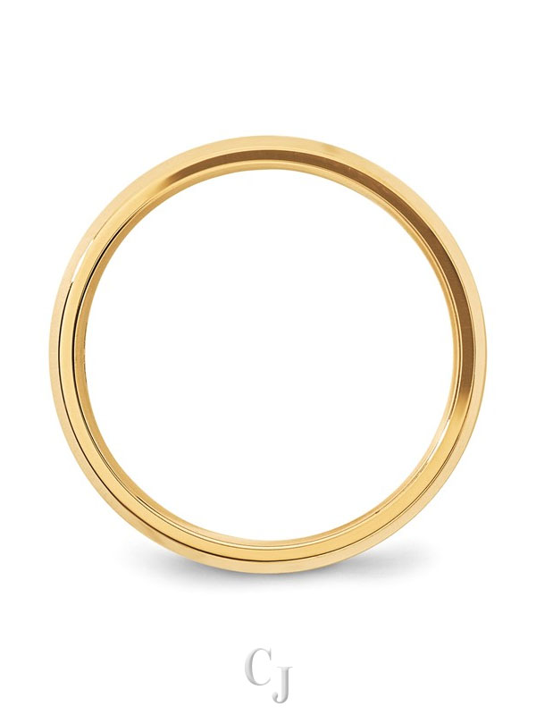 14k Yellow Gold 5mm Beveled Edge Comfort Fit Wedding Band - Image 2