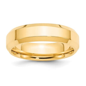 14k Yellow Gold 6mm Beveled Edge Comfort Fit Wedding Band
