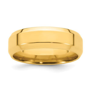 14k Yellow Gold 7mm Beveled Edge Comfort Fit Wedding Band