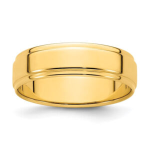 14k Yellow Gold 6mm Flat with Step Edge Wedding Band