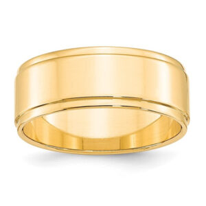 14k Yellow Gold 8mm Flat with Step Edge Wedding Band